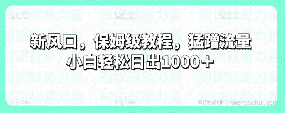 新风口，保姆级教程，猛蹭流量小白轻松日出1000＋