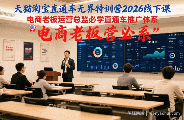 天猫淘宝直通车无界特训营2026线下课，电商老板运营总监必学直通车推广体系