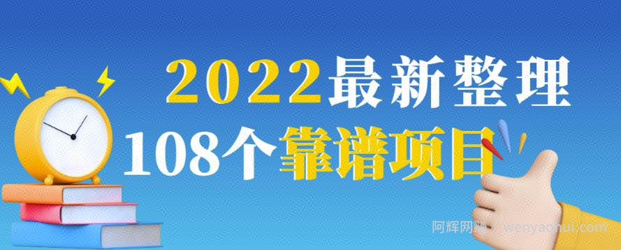 2022最新整理108个热门项目：日入580+月赚10W+精准落地，不割韭菜！