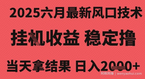 2025六月最新风口技术，无人挂G撸礼物，长期稳定 一个小时收益2k+，小白当天拿结果【揭秘】