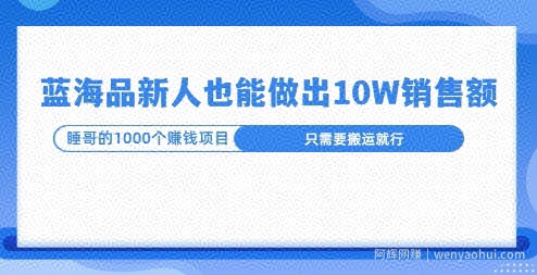这个蓝海品，新号也能卖出10W的销售额，年底疯狂怼量就能出结果