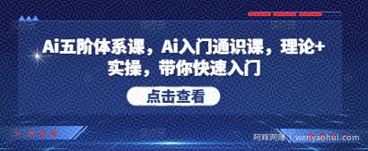 Ai五阶体系课，Ai入门通识课，理论+实操，带你快速入门
