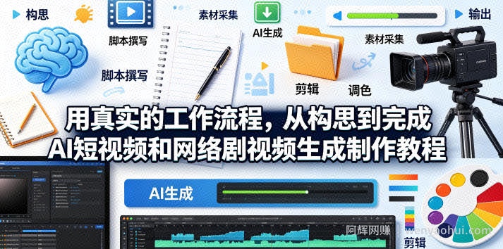 用真实的工作流程，从构思到完成AI短视频和网络剧视频生成制作教程-中英字幕