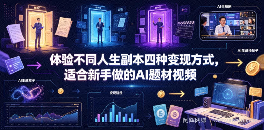 体验不同人生副本四种变现方式，适合新手做的AI题材视频