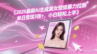 2025最新AI生成美女壁纸暴力拉新, 单日变现3张+，小白轻松上手
