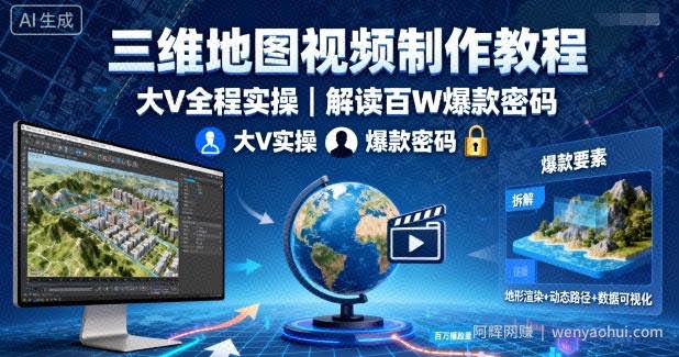 三维地图视频制作教程，大V全程实操，解读百W爆款密码