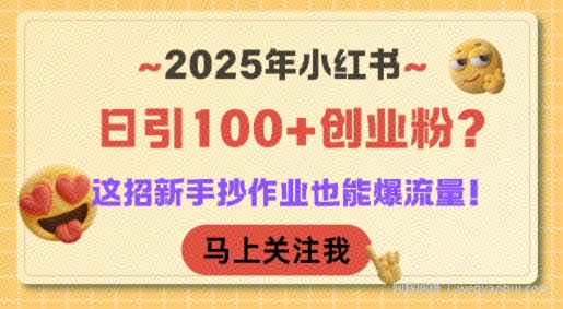 2025年小红书日引100+创业粉？这招新手抄作业也能爆流量！