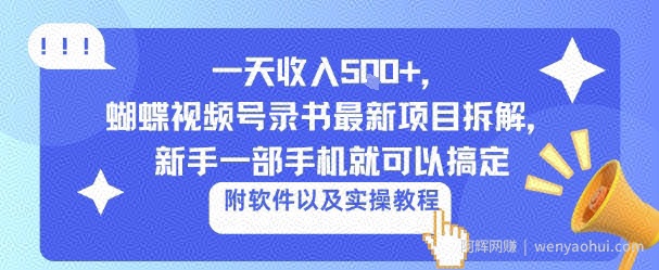 一天收入5张+，蝴蝶视频号录书最新项目拆解，新手一部手机就可以搞定（附软件以及实操教程）