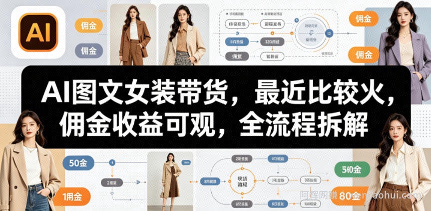 AI图文女装带货，最近比较火，佣金收益可观，全流程拆解