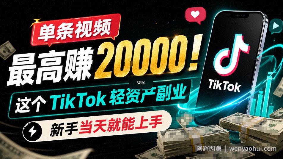 单条视频最高賺2W！这个TikTok轻资产副业，新手当天就能上手