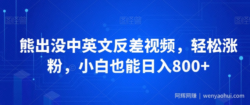 熊出没中英文反差视频,轻松涨粉,小白也能日入800+