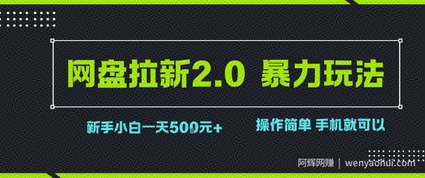 网盘拉新2.0暴力玩法，新手小白一天轻松5张，操作简单