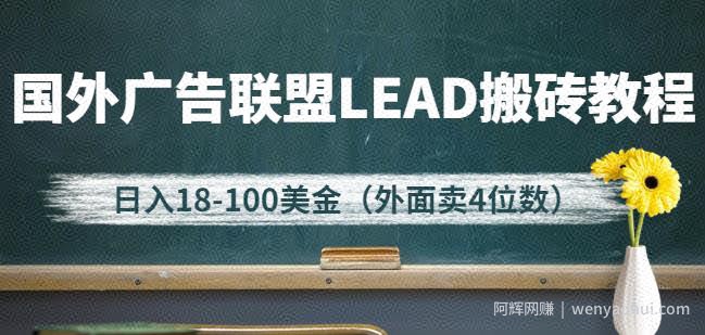 外面卖4位数的国外广告联盟LEAD搬砖教程，日入18-100美金（教程+软件）