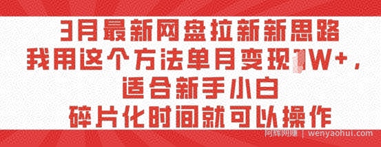 3月最新网盘拉新新思路,我用这个方法单月变现过W+,适合新手小白,碎片化时间就可以操作