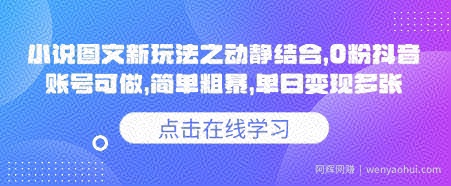 小说推文图文新玩法之动静结合，0粉抖音账号可做，简单粗暴，单日变现多张