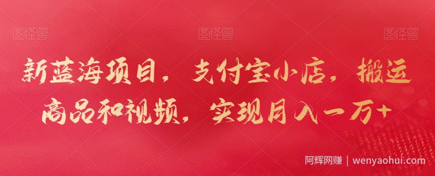 新蓝海项目，支付宝小店，搬运商品和视频，实现月入一万+【揭秘】