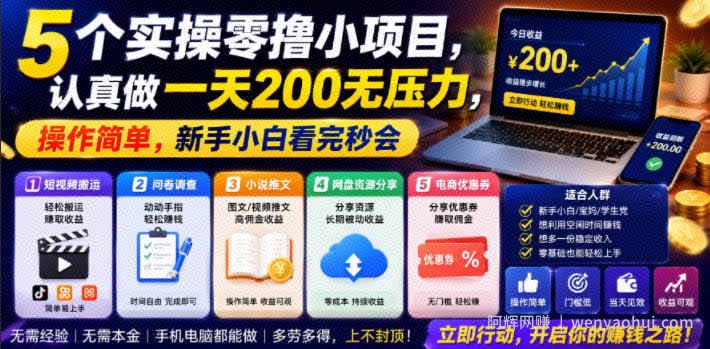 5个实操零撸小项目，认真做一天200无压力，操作简单，新手小白看完秒会【揭秘】