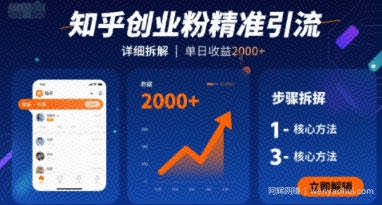 知乎创业粉精准引流，详细拆解，单日收益多张