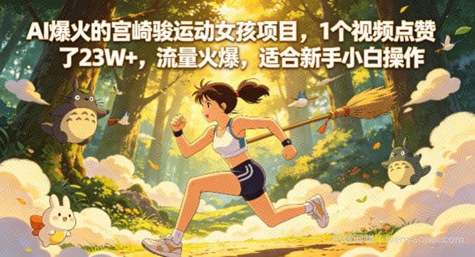 AI爆火的宫崎骏运动女孩项目，1个视频点赞了23W+，流量火爆，适合新手小白操作【详细拆解】