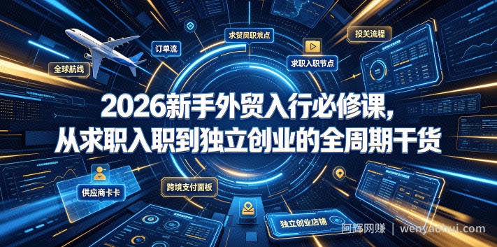 2026新手外贸入行必修课，从求职入职到独立创业的全周期干货