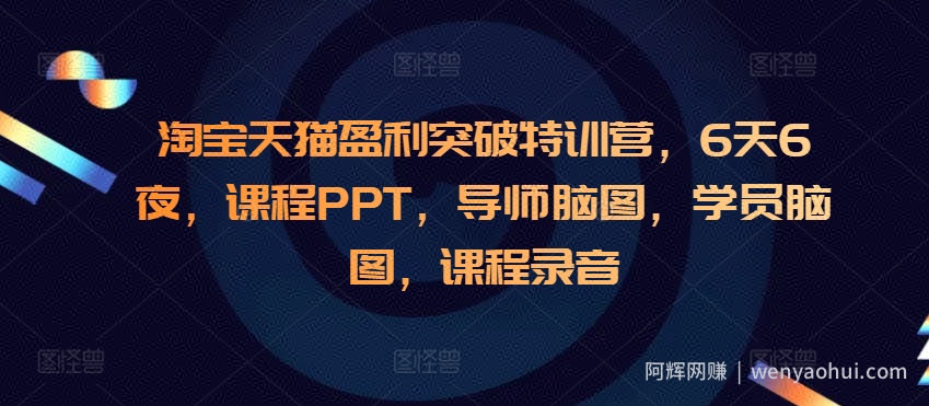淘宝天猫盈利突破特训营，6天6夜，课程PPT，导师脑图，学员脑图，课程录音