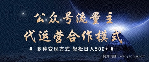 公众号流量主代运营  多种变现方式 轻松日入5张【揭秘】