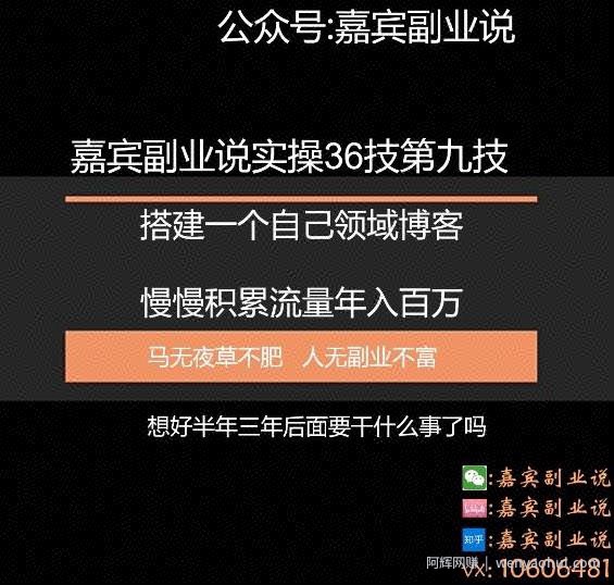 嘉宾副业说实操36技第九技：搭建一个自己领域博客慢慢积累流量年入百万