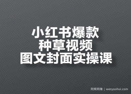 小红书爆款种草视频图文封面实操课，​开店、选品、引流、变现全流程