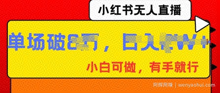 小红书无人直播，纯小白可做，有手就行，单场直播销售额破8w