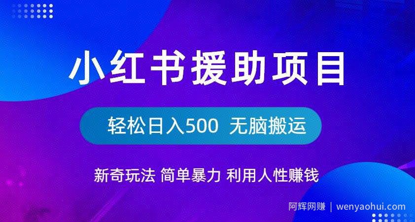 小红书援助项目新奇玩法,简单暴力,无脑搬运轻松日入500【揭秘】