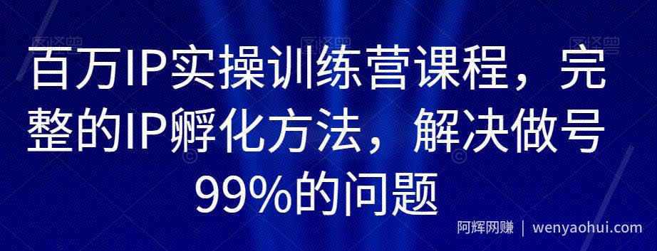 百万IP实操训练营课程，完整的IP孵化方法，解决做号99%的问题