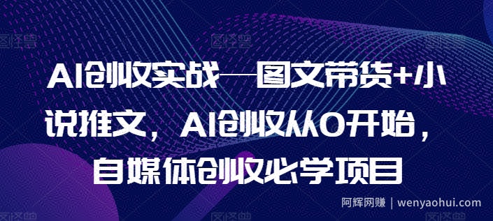 AI创收实战—图文带货+小说推文，AI创收从0开始，自媒体创收必学项目