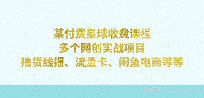 某付费星球课程：多个网创实战项目，撸货线报、流量卡、闲鱼电商等（文档非视频）