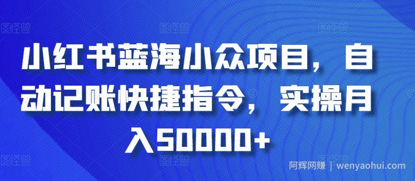小红书蓝海小众项目，自动记账快捷指令，实操月入50000+【揭秘】
