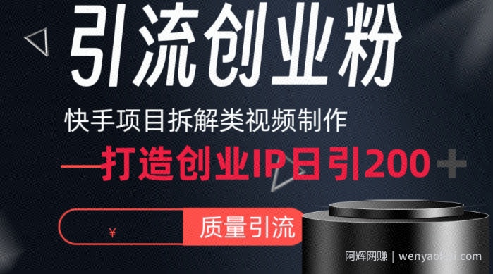 快手项目拆解类视频详细制作流程打造个人IP，单日引流200+高质量创业粉【揭秘】