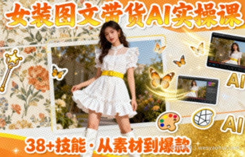 女装图文带货的AI实操课，覆盖38个实用技能，快速提升素材制作效率