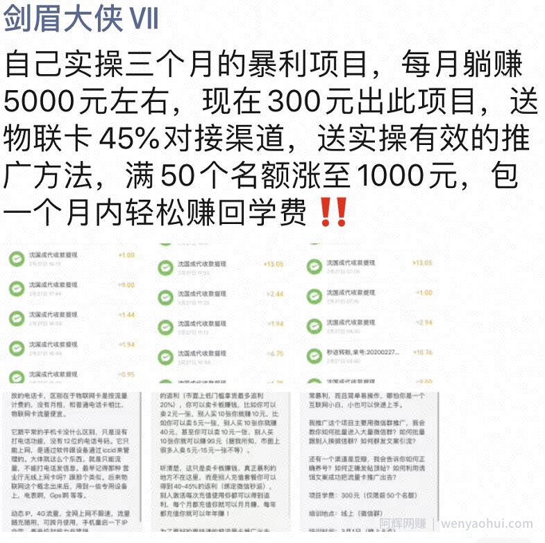 剑眉大侠实操三个月得暴利项目，每月躺赚5000元左右（价值300元）