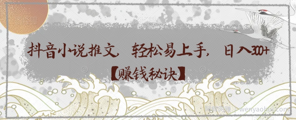 抖音小说推文,轻松易上手,日入300+【賺米秘诀】