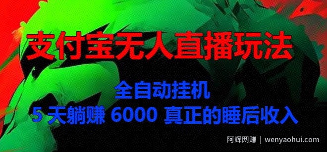支付宝无人直播玩法，全自动挂JI，5天躺Z6000，真正的税后收入