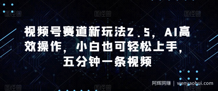 视频号赛道新玩法2.5，AI高效操作，小白也可轻松上手，五分钟一条视频