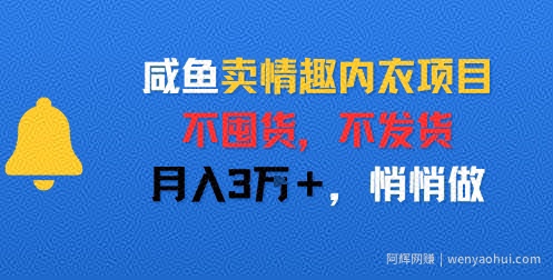 咸鱼卖情趣内衣项目，不囤货，不发货，月入3W+，悄悄做