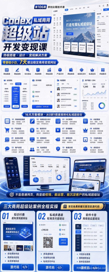 Codex私域商用超级站Ai开发变现课，7天带你从零基础到能自己动手做出能收钱、能运营、能沉淀客户的私域超级站（完结）