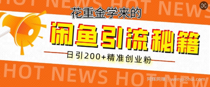 花重金学来的闲鱼到流秘籍，日引200+精准创业粉