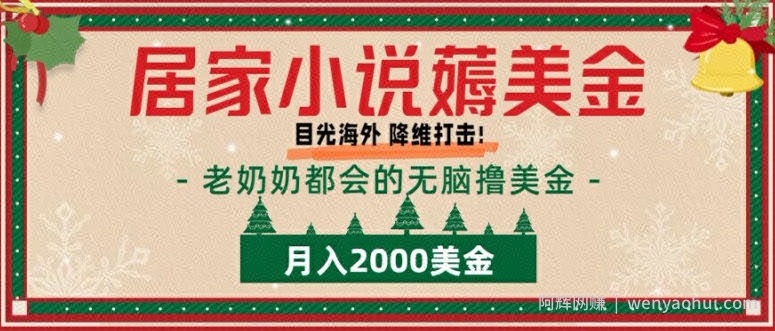 居家小说薅美金，拆解海外撸美金项目月入2000美刀详细指导