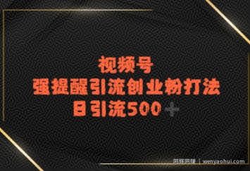 视频号强提醒引流，日引流500+精准创业粉？