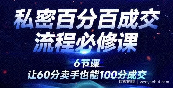 私密百分百成交流程线上训练营，绝对成交，让60分卖手也能100分成交