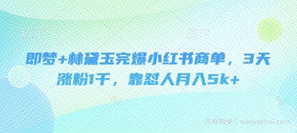 即梦+林黛玉完爆小红书商单，3天涨粉1千，靠怼人月入5k+