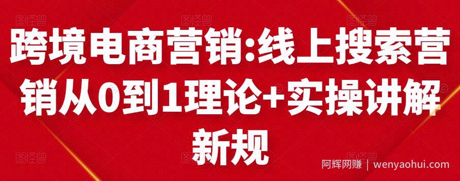 跨境电商营销:线上搜索营销从0到1理论+实操讲解，从0到1