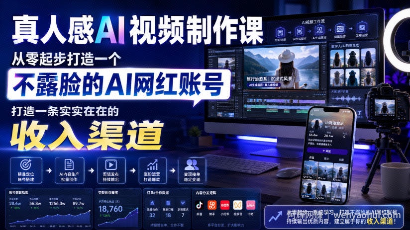真人感AI视频制作课,从零起步打造一个不露脸的AI网红账号,打造一条实实在在的收入渠道【原创双语字幕】