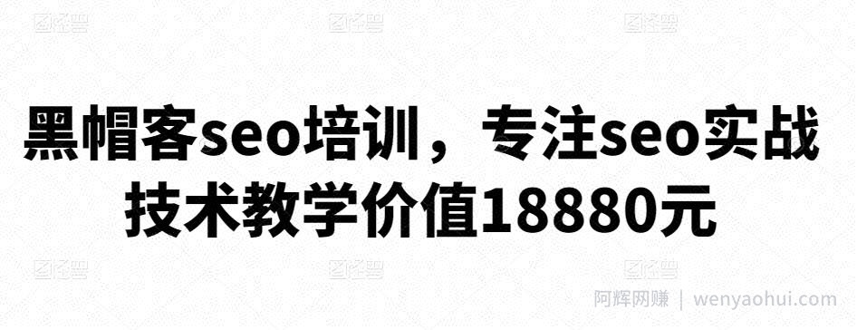 黑帽客seo培训，专注seo实战技术教学价值18880元